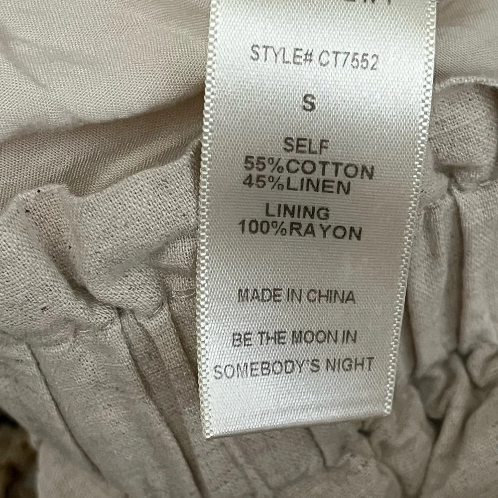 Crescent Beige High Rise Linen Shorts Women Size S Classic Coastal Old Money - Picture 7 of 10